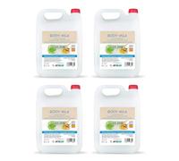 Pack 4 garrafas body milk aloe vera y leche de almendras 5 litros - total 20L - loción corporal hidratante pH neutro - cuidado diario en hoteles, spas, residencias y colectividades - Intercabo
