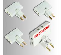 (Pack 4) Ladrón de enchufes Plano 3 en 1, válido para Lugares sin Espacio (detrás de TV, Mueble, Cama), Enchufe Giratorio 180º, Material ignífugo, 1500W, Certificado CE, 4 pcs.