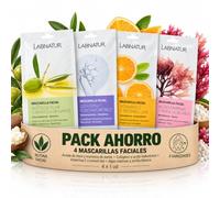 Pack 4 Mascarillas Faciales 15 ml Hidrata Detox Glow Antiarrugas - Labnatur | 4 Mascarillas 15 ml, Hidrata y Nutre, Detox y Matifica, Glow, Antiarrugas, Colágeno, Ácido Hialurónico, Pack Ahorro
