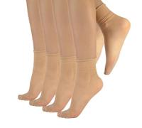 PACK 4 PARES DE MEDIAS CORTAS SIN PUÑO ELASTICO | CALCETINES FINOS SEMI TRANSPARENTES | 20 DEN | CALCETERÍA ITALIANA | (natural)
