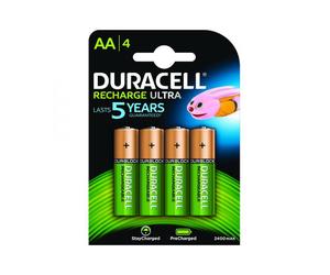 Pack 4 pilas aa recargables duracell hr06-p - nimh - 1.2v - 2500mah - precargadas listas para utilizar