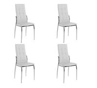 Pack 4 sillas comedor laci estilo moderno polipiel cromadas blanco 101x51x45 cm 101 cm