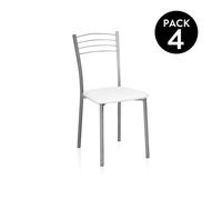 Pack 4 sillas de cocina chef gris - blanco 41 x 85 x cm