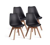 duehome | Beench, Pack 4 sillas Nórdicas, Sillas Comedor, Acabado en Negro y Madera, Medidas: 49 (Ancho) cm x 53,5 cm (Largo) x 83 cm (Alto)