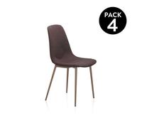 Pack 4 sillas de comedor cai piel marrón 43 x 87 x cm