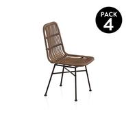 Pack 4 sillas de comedor malai ratán - negro 44 x 84 x cm