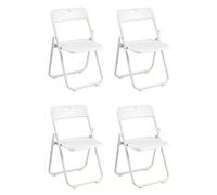 Pack 4 Sillas Plegables Blancas Eventos - Estructura Hierro Reforzado y Asiento Plástico Rígido - Ligera, Apilable y Resistente para Catering, Oficinas y Ceremonias - Diseño Ergonómico (75x40x39 cm)