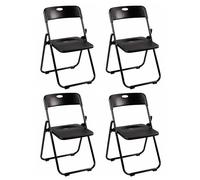 Pack 4 Sillas Plegables Negras Eventos - Estructura Hierro Reforzado y Asiento Plástico Rígido - Ligera, Apilable y Resistente para Catering, Oficinas y Ceremonias - Diseño Ergonómico (75x40x39 cm)