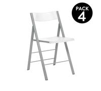duehome | Pack 4 Sillas Plegables, Silla Auxiliar, Modelo Pisa, Acabado en Color Blanco, Medidas: 45,5 cm (Ancho) x 47 cm (Largo) x 78,5 cm (Alto)
