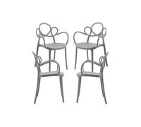 RegalosMiguel Pack 4 Sillas Sky con Reposabrazos - Gris oscuro
