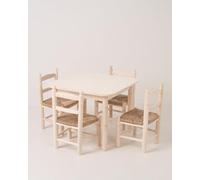 Pack 4 Sillas y 1 Mesa Infantil de Madera y Enea 1-8 Años Ref. 8002-4