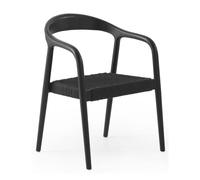 Pack 4 sillones negros madera de fresno con asiento trenzado