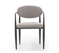 Pack 4 sillones tapizados chenilla pergamino con patas metalicas negras