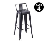 Pack 4 taburetes altos en chapa de acero en negro 30x33 cm tolix negro 33 x 93 x cm