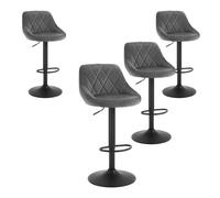 Miroytengo Pack 4 Taburetes Bar, Silla Alta, Altura Regulable Diamant, Giratorio con Respaldo, Terciopelo, Comedor, Gris