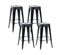 THINIA HOME Pack 4 Taburetes Medios Industriales Apilables de Acero 43x43x76cm