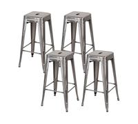 Pack 4 taburetes medios industriales de acero thinia home