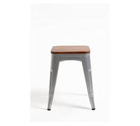 Pack 4 taburetes torix pequeños madera natural - gris metalizado