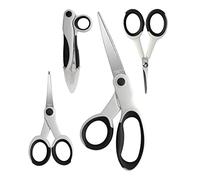 Pack 4 Tijeras de Costura y Sastre, Tijera para Manualidades, Corta Hilos, Acero Inoxidable, Papelería (Blanco)