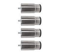 Pack 4 x Patas Regus Redondas Acero Inoxidable Partes Fija y Móvil Cilíndricas | Con Espárrago Roscado Cilindrico 2' Inox | Peso: 305g | Mín 40mm/Máx 105mm | Ajustable y Resistente Hasta 700 kg