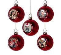 Pack 5 Bolas de Navidad Personalizadas con Foto y Texto. Adornos para Árbol Navidad. Decoración Exclusiva con Nombre. Bolas Originales y Únicas para Decorar Esta Navidad. Colgantes Arbol de Navidad