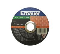 Pack 5 discos de corte piedra 115x2,5 mm erbauer