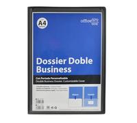 Pack 5 Dossier De Presentación Doble Business - Portada Personalizable, 2 Apartados Interiores + Tarjetero - Tamaño A4 Hasta 70 Hojas - Muy Rígido, by Office Box. (Negro)
