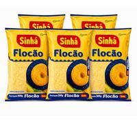 Pack 5 Flocão de Maíz Sinhá 500g | Harina de Maíz en Hojuelas, Ideal para Cuscús, Polenta y Recetas Brasileñas, Textura Granulada