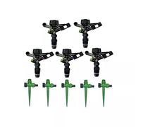 [Pack 5] Kit aspersor de riego circular conector macho de 1/2". Aspersor para jardín 360 + pincho porta aspersor. Herramienta de riego Circular. Aspersor + pincho con un alcance de 15m
