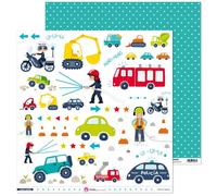 Pack 5 Papeles Decorados 12X12" 180 G Figuras Recortables Sobre Ruedas 16 Fsc Anita