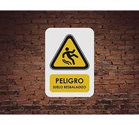 Pack 5 Señales de Peligro Suelo Resbaladizo | Medida 14,85x21cm | Señaletica en Vinilo Adhesivo Monomérico | Duradera y Económica