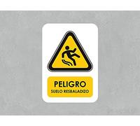 Pack 5 Señales de Peligro Suelo Resbaladizo | Medida 21x29,70cm | Señaletica en Vinilo Adhesivo Monomérico | Duradera y Económica