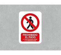 Pack 5 Señales de Prohibido el Paso a Toda Persona Ajena a la Urbanización | Medida 14,85x21cm | Señaletica en Material PVC 3 mm | Duradera y Económica