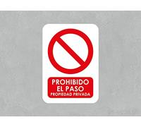 Pack 5 Señales de Prohibido el Paso Propiedad Privada | Medida 14,85x21cm | Señaletica en Material PVC 3 mm | Duradera y Económica
