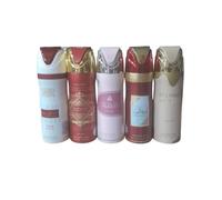 PACK 5 UNIADES - DESODORANTES PARA MUJER - MUSAMAM WHITE , BADDE ROJO 200 ML , MOJRA ROSA 200 ML , AMEERAT AL ARAB , ECLAIRE - LATTAFA SET 5 UNI