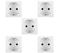 Pack 5 unidades Base de enchufe Schuko GW20265 Blanco | Enchufe con dispositivo seguridad | 2P + T 16 A 250V AC | Embornamiento tornillo | 2 módulos | Rasmacor