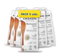 Pack 5 x Bechamel de Arroz Amandín Bio 200 ml (1 L total) - Salsa bechamel vegetal ecológica lista para usar, textura suave y cremosa, ideal para lasañas y gratinados, sin lactosa