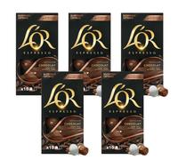 Pack 5 x L'OR Cafe Espresso Cápsulas Chocolate 10 Uds Compatibles con Maquina Nespresso - QUMIR