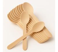 Pack 500 Cucharas de Madera Encerada 160mm | Desechables y Compostables | Tacto Suave y Sin Sabor | Apto para Uso Alimentario | Cubiertos Ecológicos para Catering, Eventos, Food Trucks, Restauración.