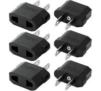 Pack 6 Adaptador Enchufe Americano a Europeo VAZCAN® - Compatible EE.UU. a España/Europa, Portátil y Compacto, Ideal Viajes, Carga Segura Móviles y Electrodomésticos, Calidad Garantizada