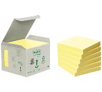 Post-it Notas Recicladas Canary Yellow - Paquete de 6 Blocs, 100 Hojas por Bloc (76 mm x 76 mm) Color Amarillo - Notas Autoadhesivas Hechas de Papel 100% Reciclado