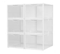 AKTIVE Max Home Cajas de zapatos plástico, Juego de 6 organizadores de almacenamiento, 25x35x18,5 cm, Apilable, Antivuelco, Hasta T.46, Transparente, Caja zapatero plástico, (16551)