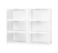AKTIVE Max Home Cajas de zapatos plástico, Juego de 6 organizadores de almacenamiento, 35x27x18,5 cm, Apilable, Antivuelco, Hasta T.46, Transparente, Caja zapatero plástico, (16553)