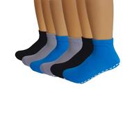 Pack 6 Calcetines Antideslizantes Niño y Niña-95% Algodón con Silicona - Cómodos, Suaves y Seguros Unisex, Tallas para Bebés y Niños Pequeños (FR/ES, Edad, 2 años, Regular, Azul/negro/gris 23-27)