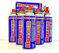 Pack 6 Cartuchos de Gas Butano BUTSIR B-250 - 227 g - Válvula Autosealable - Compatible con Cocinas y Hornillos Portátiles - Camping y Emergencias