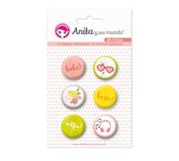 Pack 6 Chapas Adhesivas De Chicas 25 mm. Anita