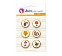 Pack 6 Chapas Adhesivas En El Bosque 25 mm. Anita