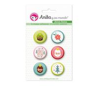 Pack 6 Chapas Adhesivas Felices Fiestas Anita