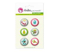 Pack 6 Chapas Adhesivas Feliz Navidad 25 mm. Anita