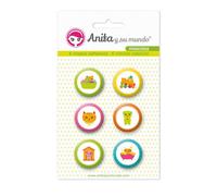Pack 6 Chapas Adhesivas Mascotas 25 mm. Anita